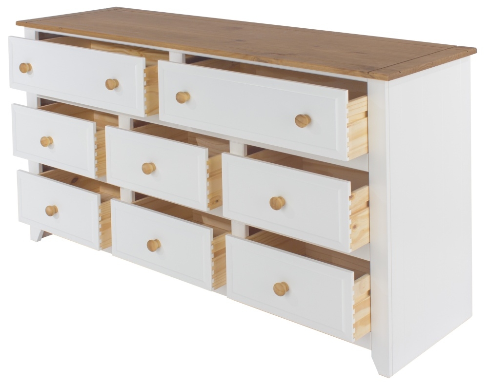 Product photograph of Capri White Multi Drawer Wide Chest from Choice Furniture Superstore.