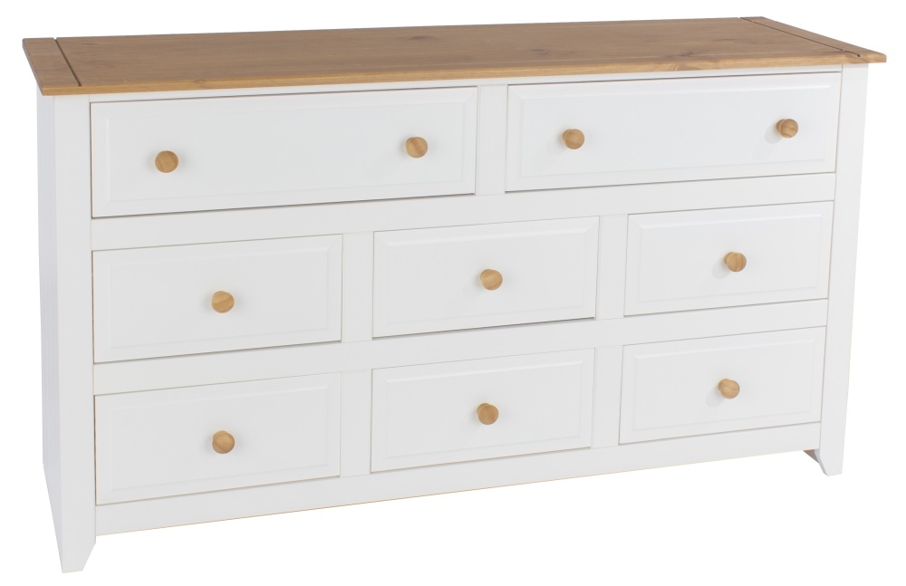 Product photograph of Capri White Multi Drawer Wide Chest from Choice Furniture Superstore.