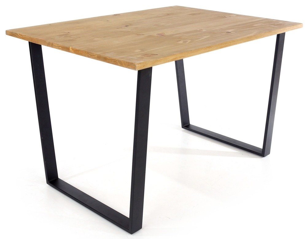 Product photograph of Texas 118cm Industrial Dining Table With Black U Legs from Choice Furniture Superstore.