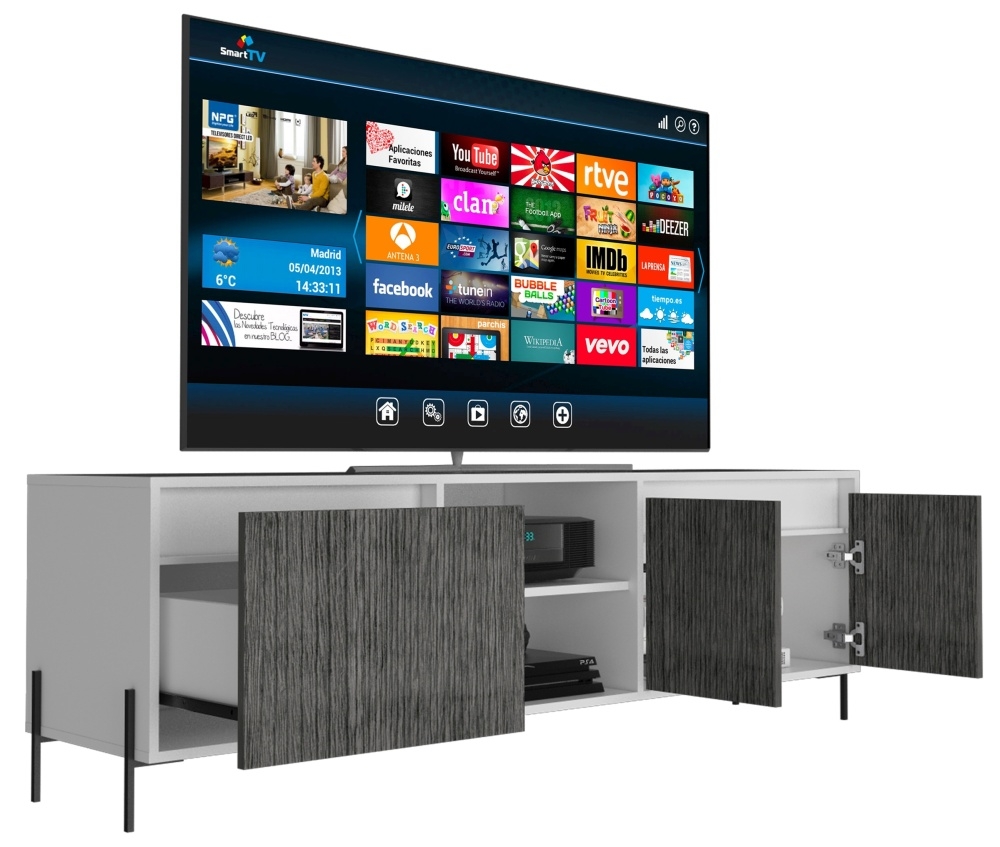 Product photograph of Dallas White And Grey Oak Effect Wide Tv Unit from Choice Furniture Superstore.