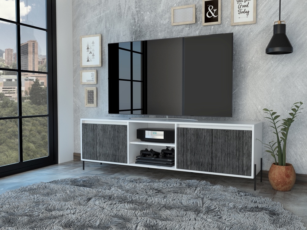 Product photograph of Dallas White And Grey Large Tv Unit from Choice Furniture Superstore.