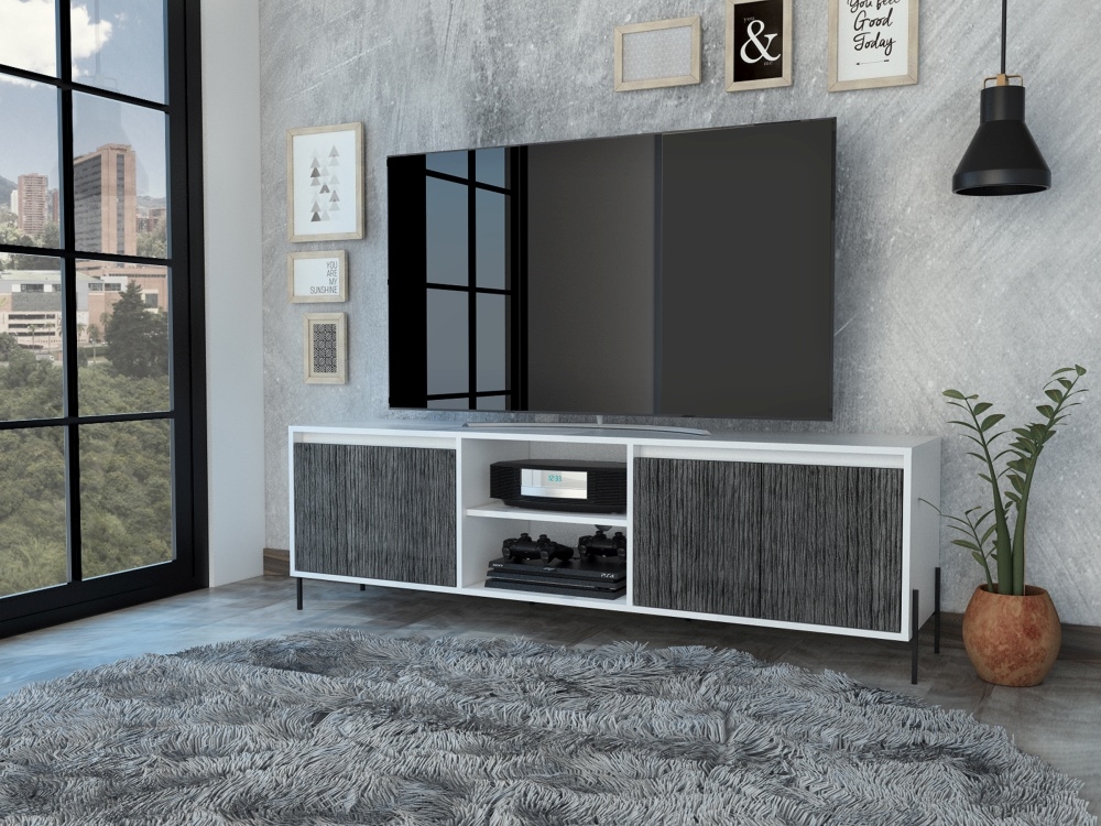 Product photograph of Dallas White And Grey Oak Effect Wide Tv Unit from Choice Furniture Superstore.