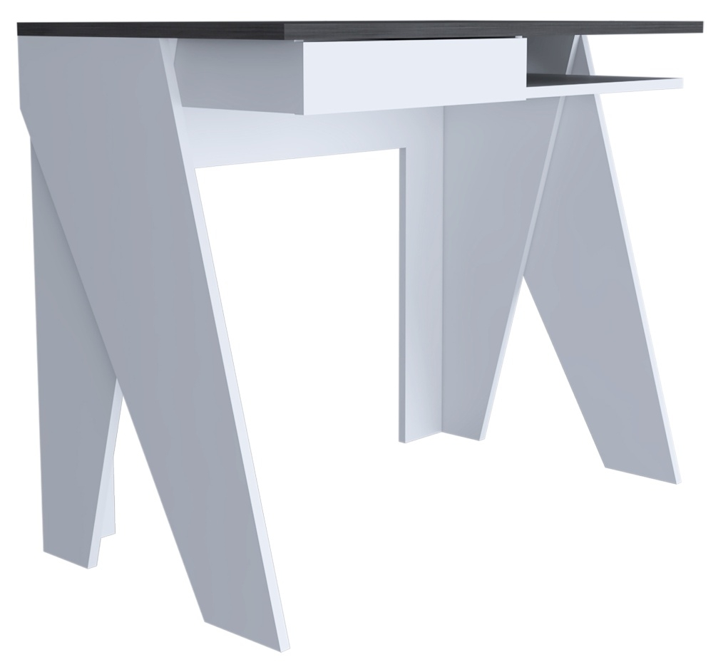 Product photograph of Dunster White And Grey Oak Effect Office Desk With 1 Drawer from Choice Furniture Superstore.