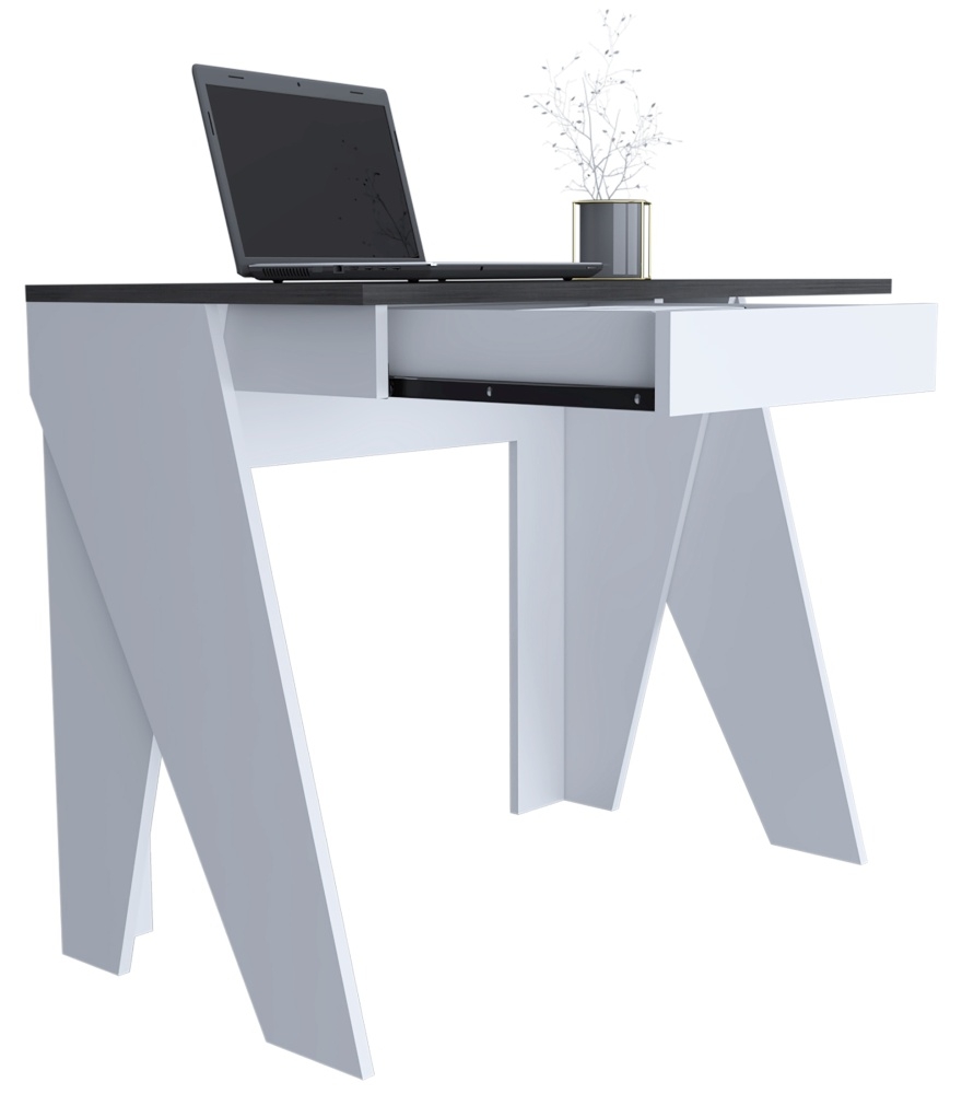 Product photograph of Dunster White And Grey Oak Effect Office Desk With 1 Drawer from Choice Furniture Superstore.