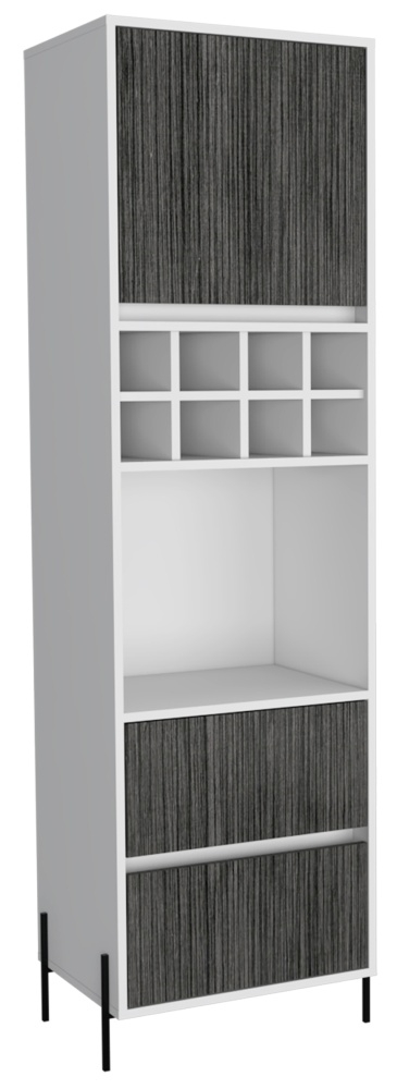 Product photograph of Dallas White And Grey Oak Effect Tall Bar Cabinet from Choice Furniture Superstore.