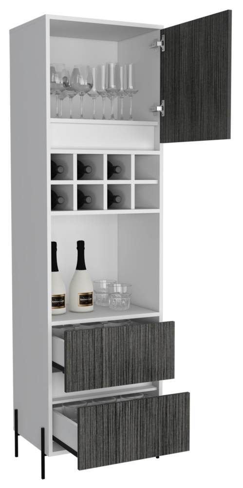 Product photograph of Dallas White And Grey Oak Effect Tall Bar Cabinet from Choice Furniture Superstore.