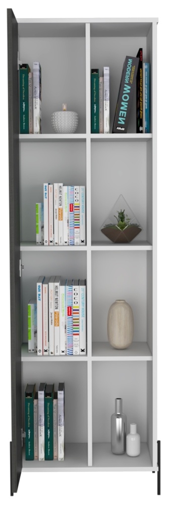 Product photograph of Dunster White And Grey Oak Effect Tall Display Cabinet from Choice Furniture Superstore.