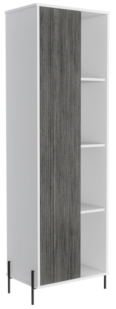 Product photograph of Dunster White And Grey Oak Effect Tall Display Cabinet from Choice Furniture Superstore.