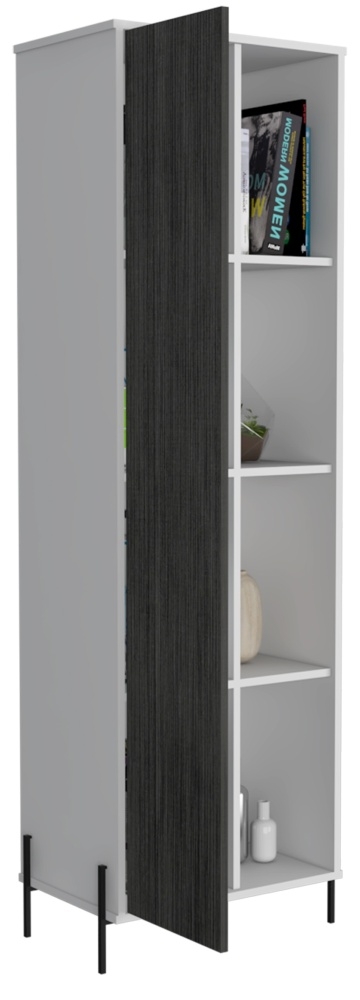 Product photograph of Dunster White And Grey Oak Effect Tall Display Cabinet from Choice Furniture Superstore.