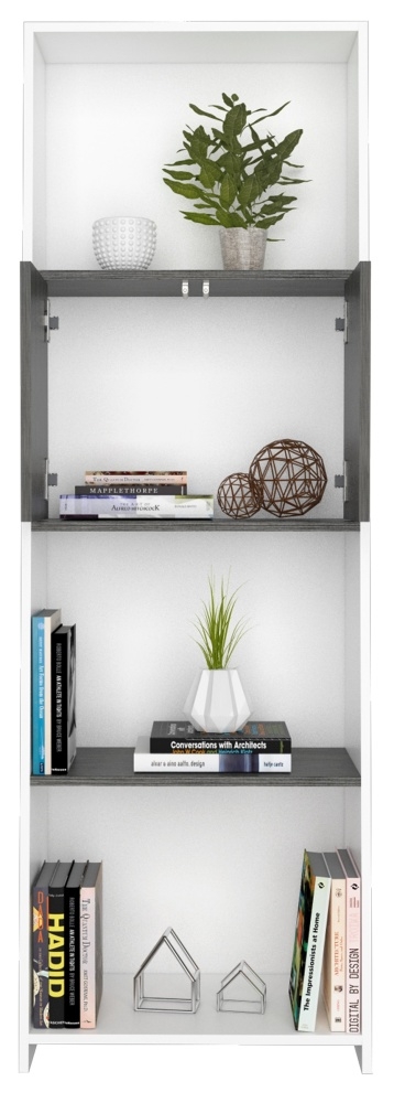 Product photograph of Dunster White And Grey Oak Effect Bookcase from Choice Furniture Superstore.