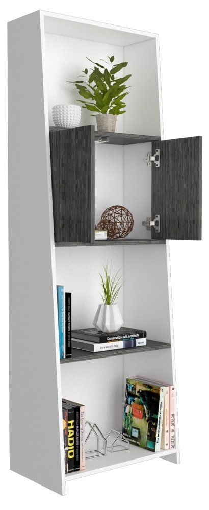 Product photograph of Dunster White And Grey Oak Effect Bookcase from Choice Furniture Superstore.