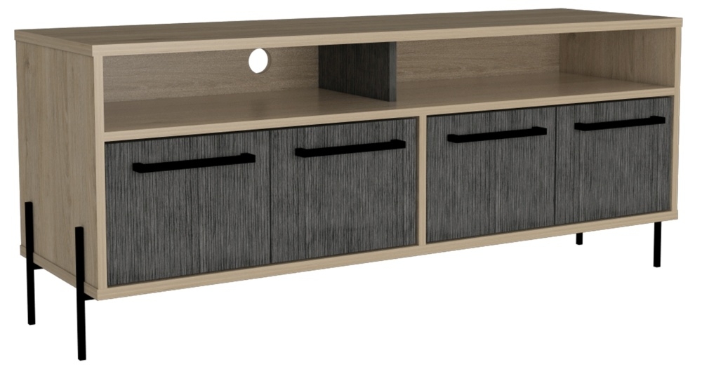 Product photograph of Lavaca Washed Oak 4 Door Wide Tv Unit from Choice Furniture Superstore.