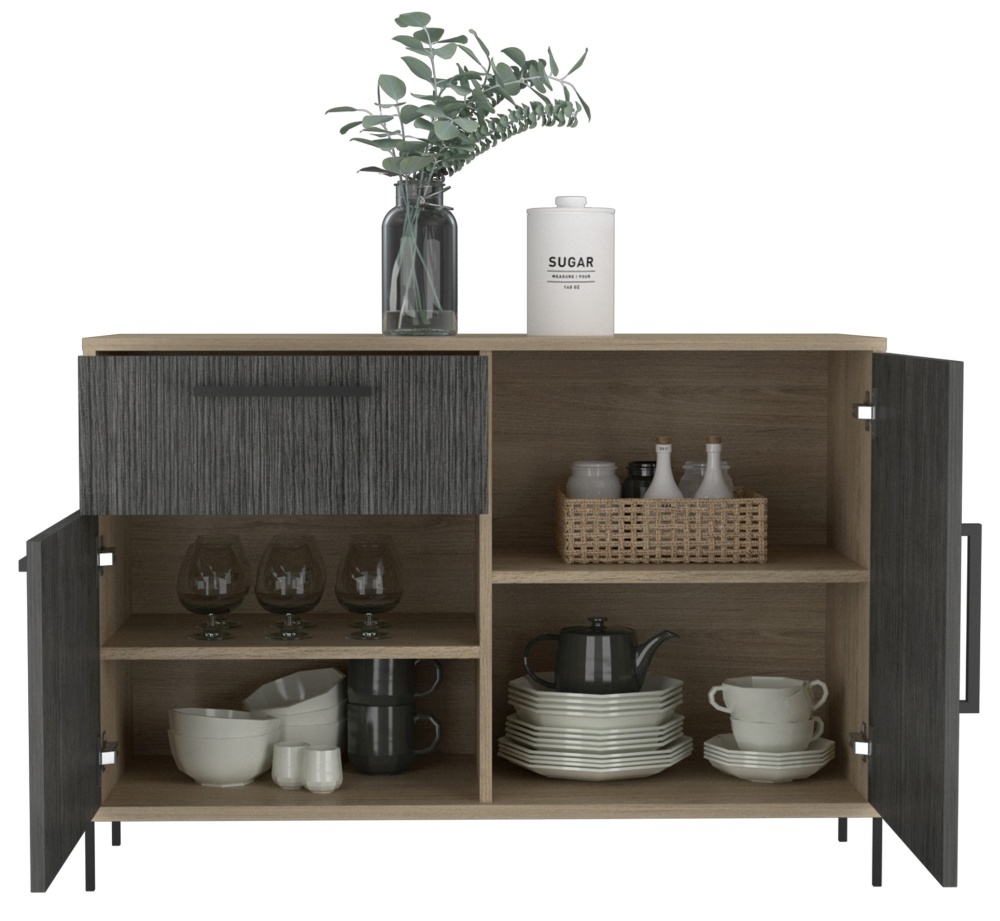 Product photograph of Harvard Washed Oak 2 Door 1 Drawer Sideboard from Choice Furniture Superstore.