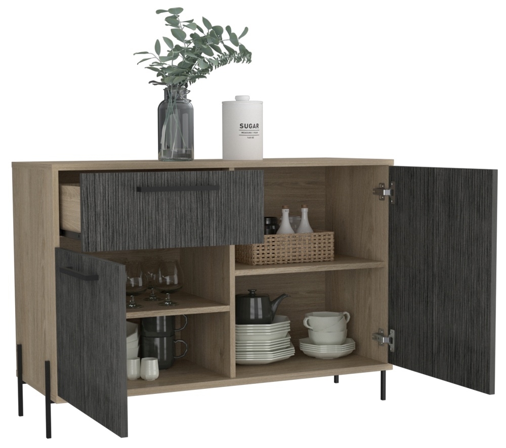 Product photograph of Harvard Washed Oak 2 Door 1 Drawer Sideboard from Choice Furniture Superstore.