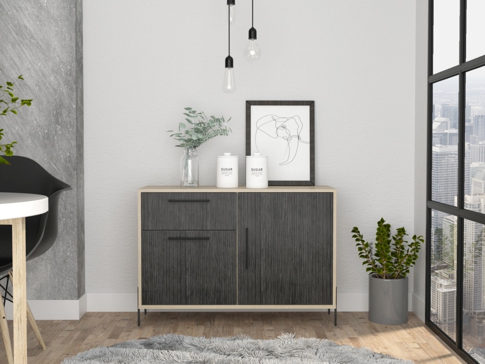 Product photograph of Harvard Washed Oak 2 Door 1 Drawer Sideboard from Choice Furniture Superstore.