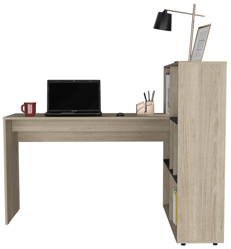 Product photograph of Harvard Washed Oak Corner Desk With Bookcase from Choice Furniture Superstore.