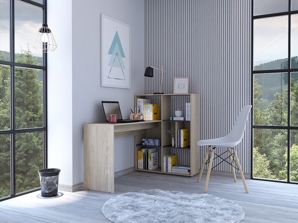 Product photograph of Harvard Washed Oak Corner Desk With Bookcase from Choice Furniture Superstore.