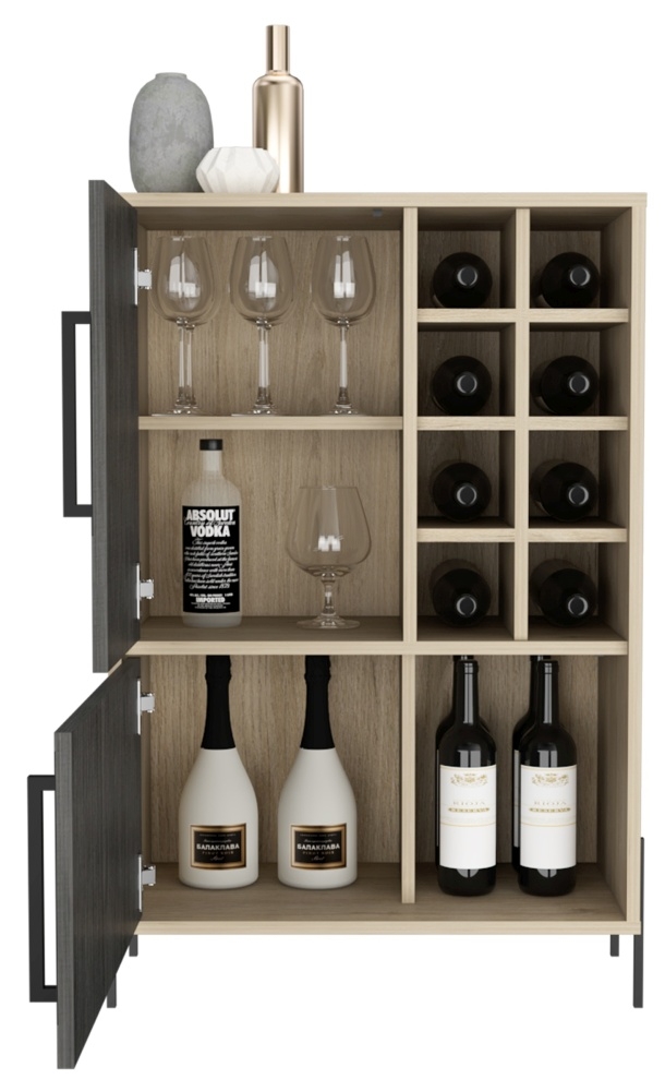 Product photograph of Harvard Grey Wood Effect Drink Cabinet from Choice Furniture Superstore.