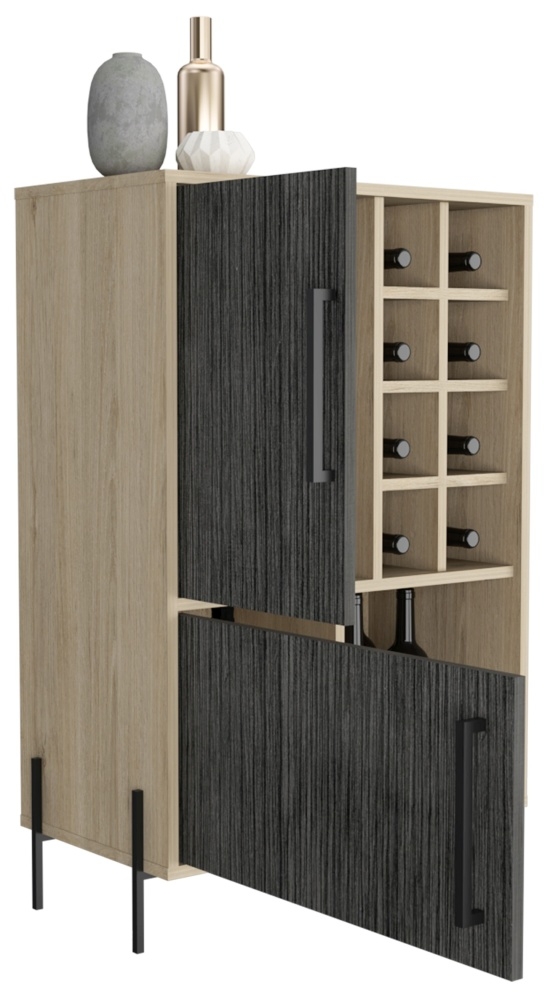 Product photograph of Harvard Grey Wood Effect Drink Cabinet from Choice Furniture Superstore.
