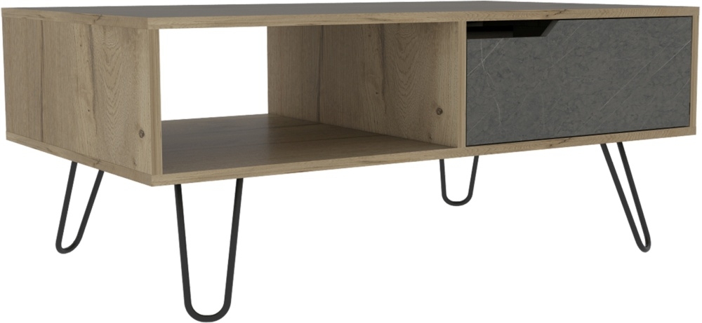 Product photograph of Aster Pine And Stone Effect Coffee Table With Hairpin Legs from Choice Furniture Superstore.