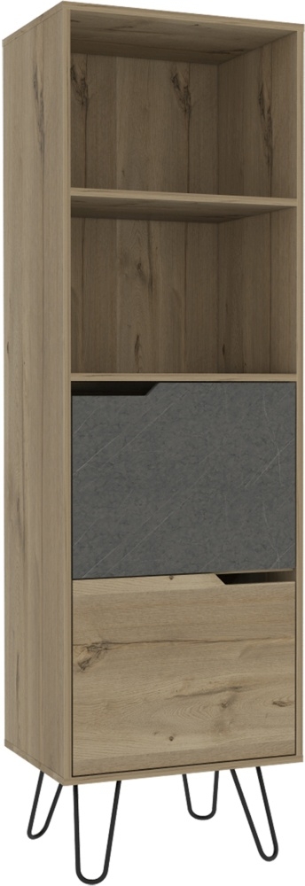 Product photograph of Aster Pine And Stone Effect Tall Bookcase With Hairpin Legs from Choice Furniture Superstore.