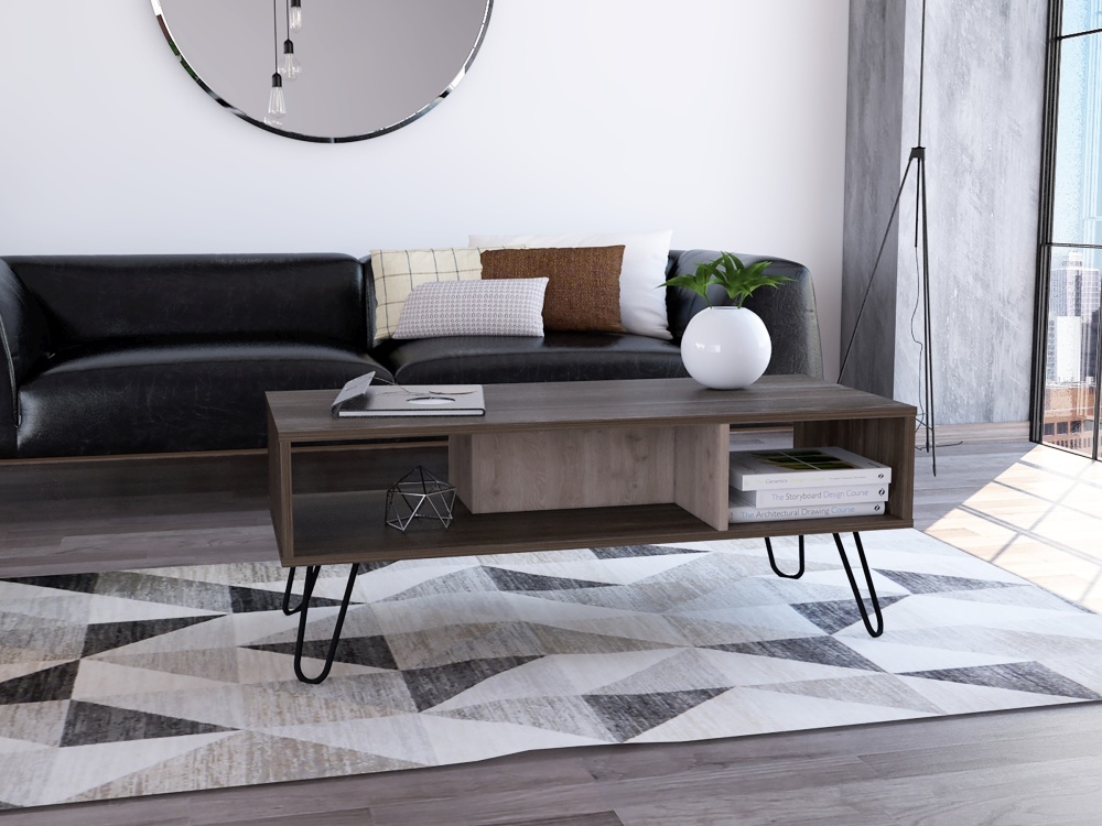 Product photograph of New York Grey Oak Coffee Table With Hairpin Legs from Choice Furniture Superstore.