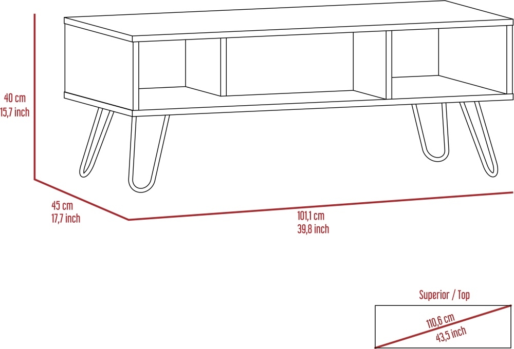 Product photograph of New York Grey Oak Coffee Table With Hairpin Legs from Choice Furniture Superstore.