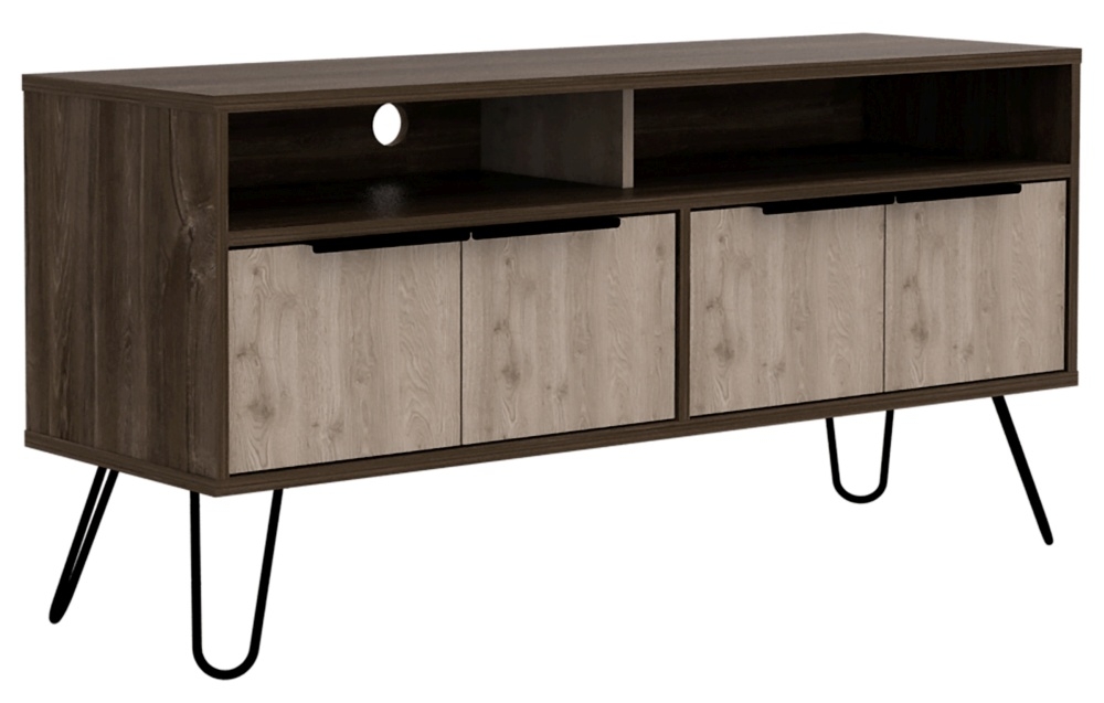 Product photograph of New York Grey Oak Wide Tv Unit With Hairpin Legs from Choice Furniture Superstore.