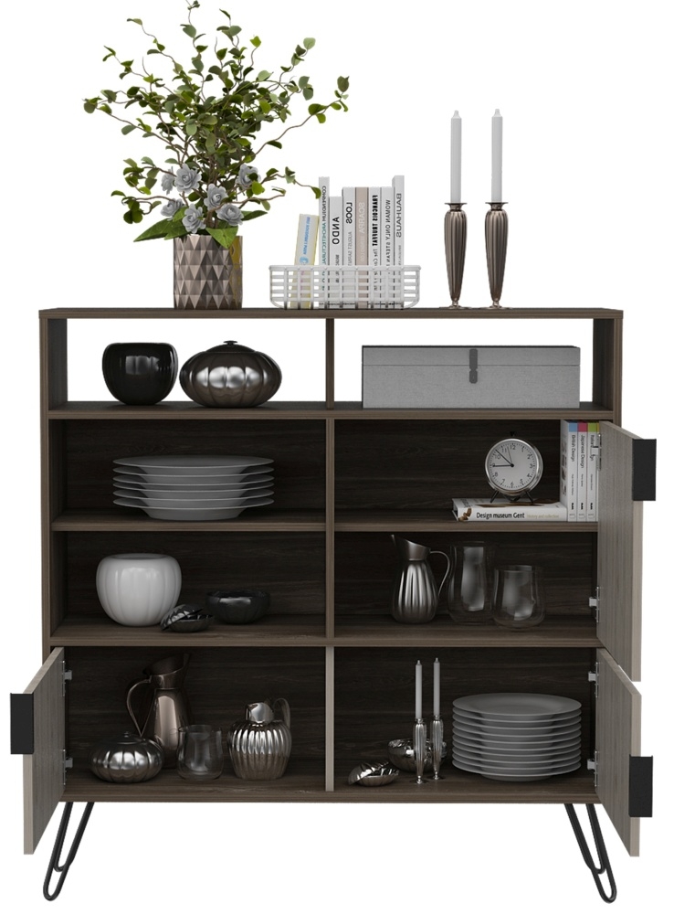 Product photograph of Nevada Grey Oak Medium Sideboard With Hairpin Legs from Choice Furniture Superstore.