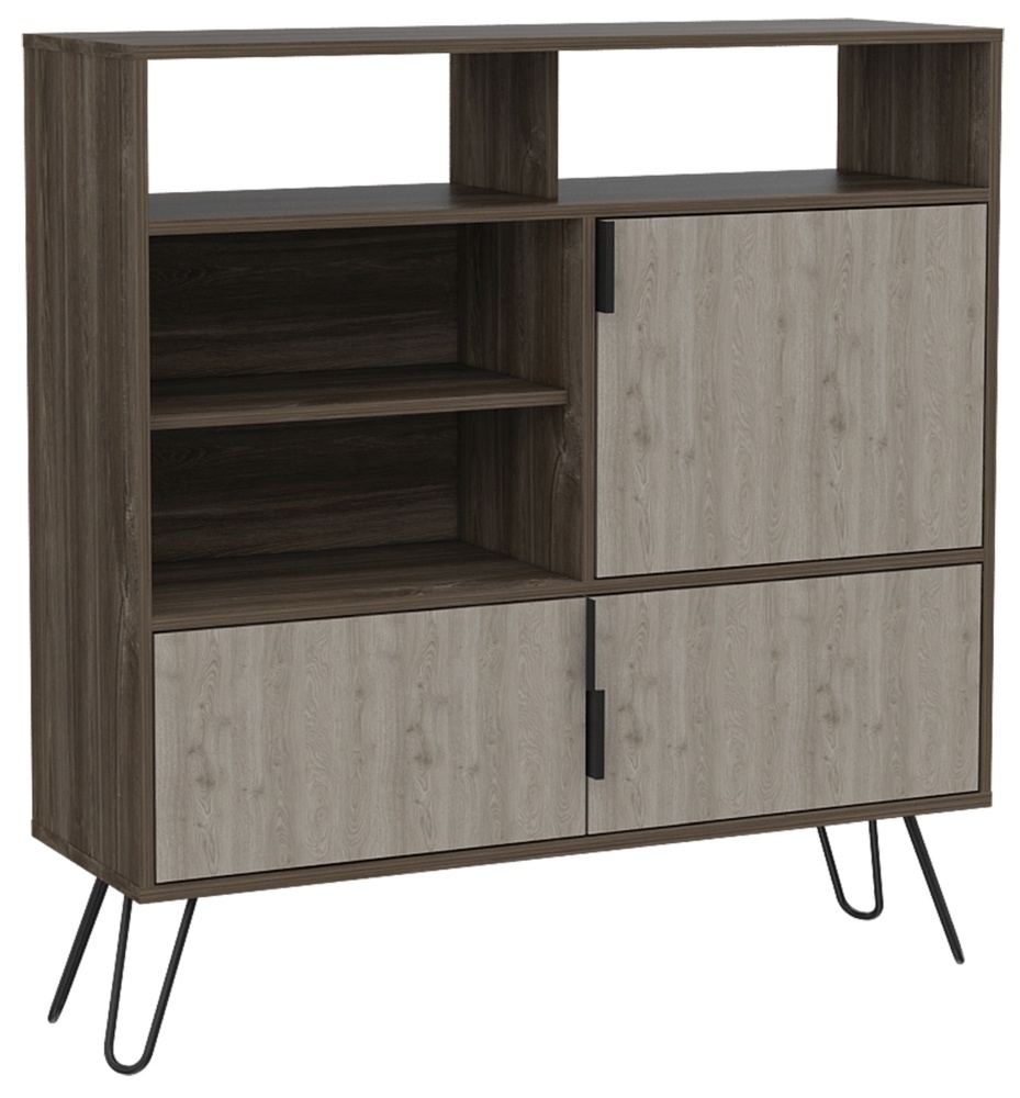 Product photograph of Nevada Grey Oak Medium Sideboard With Hairpin Legs from Choice Furniture Superstore.