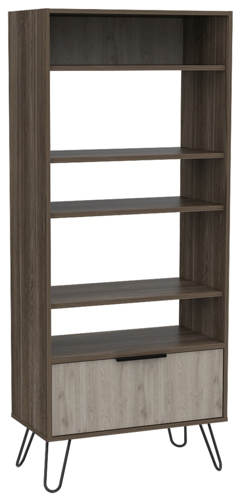 Product photograph of New York Grey Oak Bookcase With Hairpin Legs from Choice Furniture Superstore.