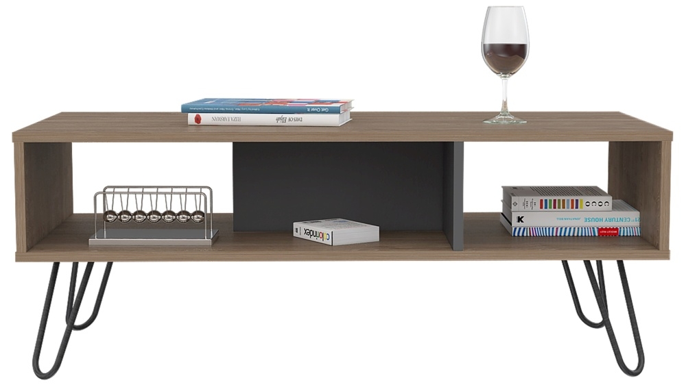 Product photograph of Newcastle Grey Melamine Coffee Table With Hairpin Legs from Choice Furniture Superstore.