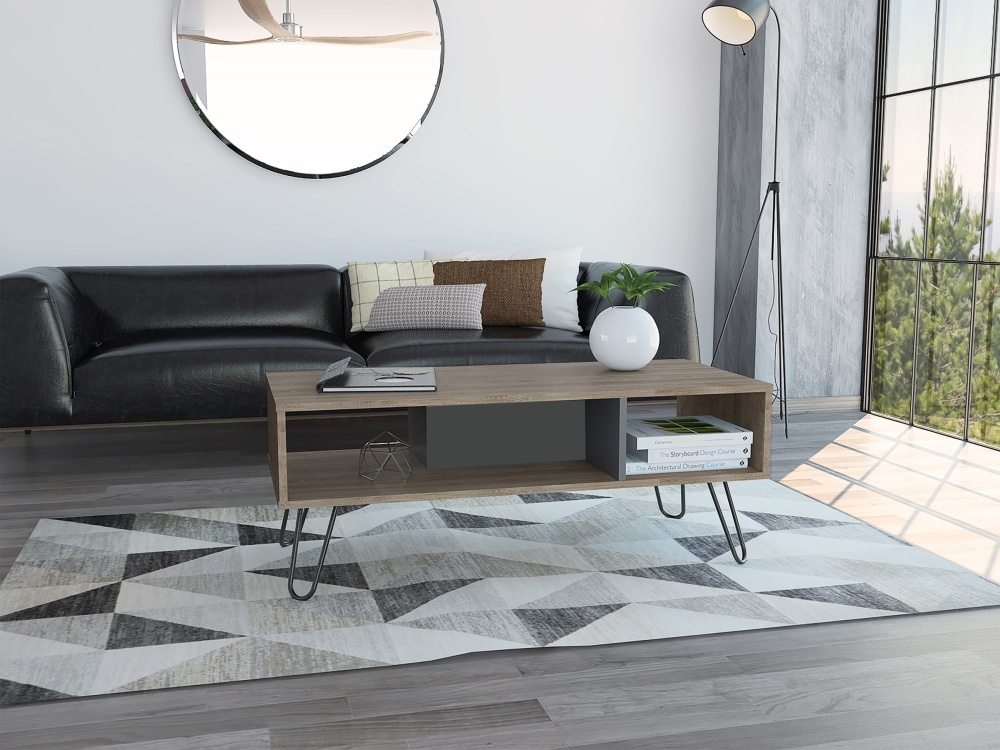 Product photograph of Newcastle Grey Melamine Coffee Table With Hairpin Legs from Choice Furniture Superstore.