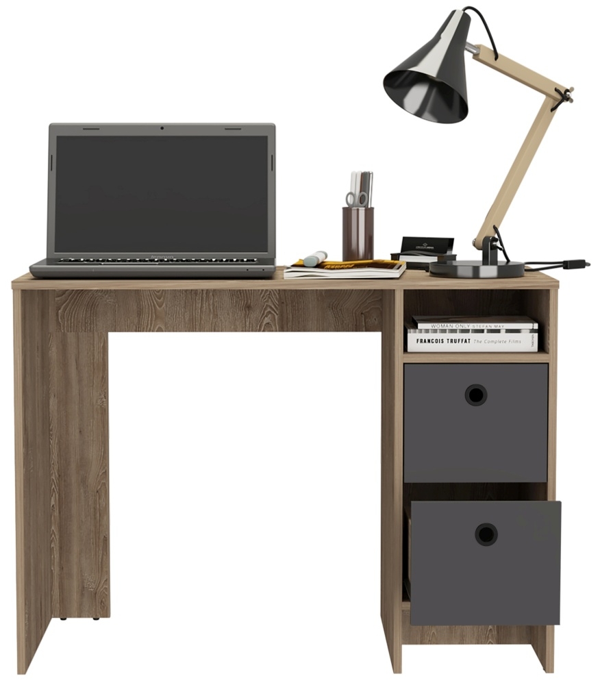 Product photograph of Newcastle Grey Melamine Office Desk With 2 Drawers from Choice Furniture Superstore.