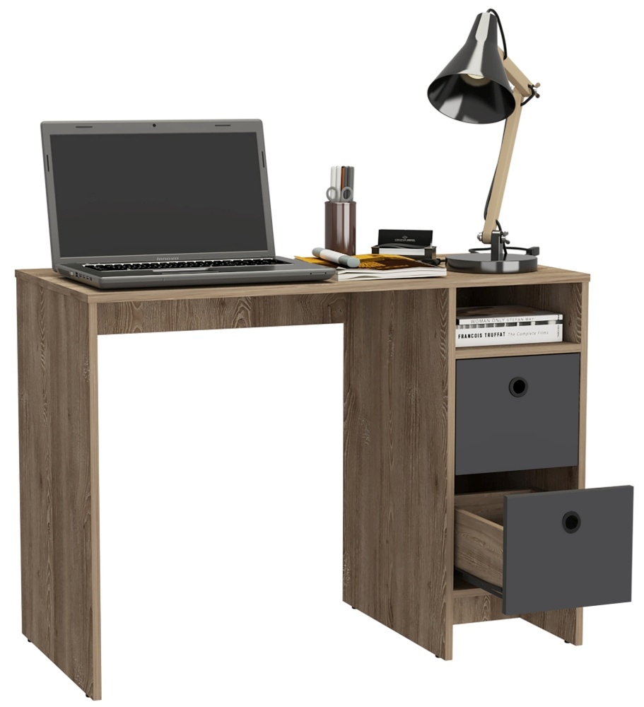 Product photograph of Newcastle Grey Melamine Office Desk With 2 Drawers from Choice Furniture Superstore.