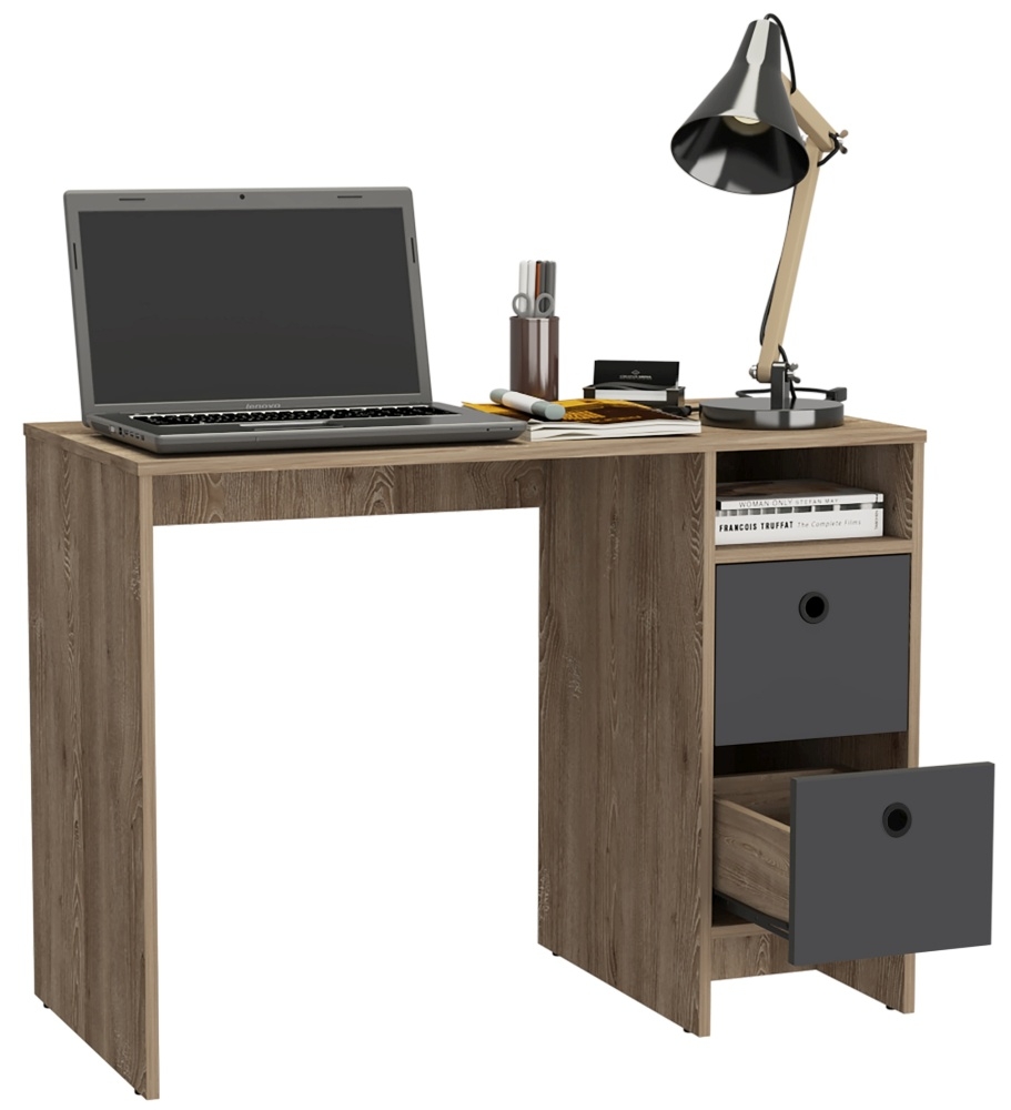 Vegas Grey Melamine Office Desk with 2 Drawers