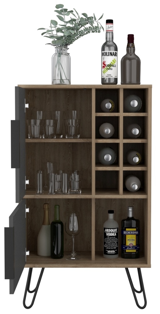 Product photograph of Vegas Grey Melamine Drinks Cabinet With Hairpin Legs from Choice Furniture Superstore.