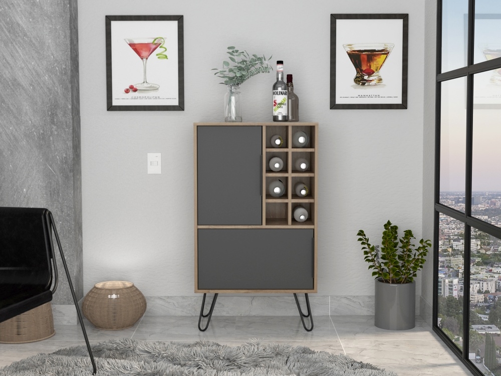 Product photograph of Vegas Grey Melamine Drinks Cabinet With Hairpin Legs from Choice Furniture Superstore.
