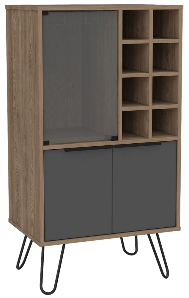 Product photograph of Vegas Grey Wine Cabinet With Hairpin Legs from Choice Furniture Superstore.