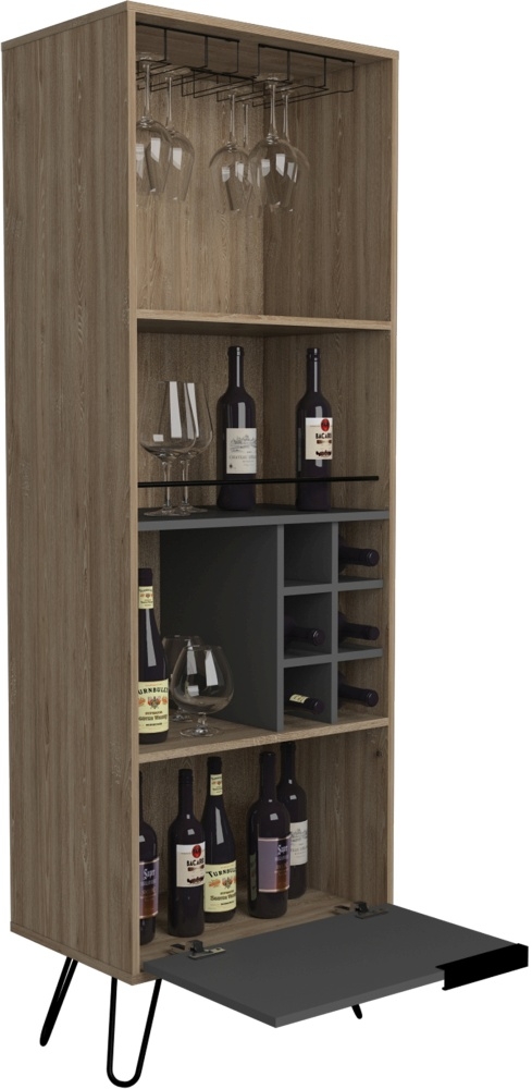 Product photograph of Vegas Grey Melamine Tall Drinks Cabinet With Hairpin Legs from Choice Furniture Superstore.