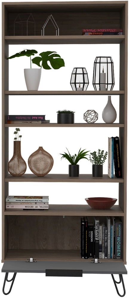 Product photograph of Newcastle Grey Melamine Bookcase With Hairpin Legs from Choice Furniture Superstore.