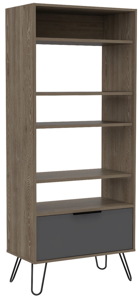 Product photograph of Newcastle Grey Melamine Bookcase With Hairpin Legs from Choice Furniture Superstore.