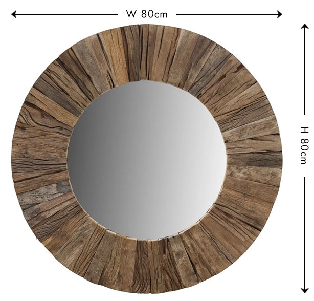 Product photograph of Railway Sleeper Wall Mirror Round 80cm Large Made From Reclaimed Wood from Choice Furniture Superstore.
