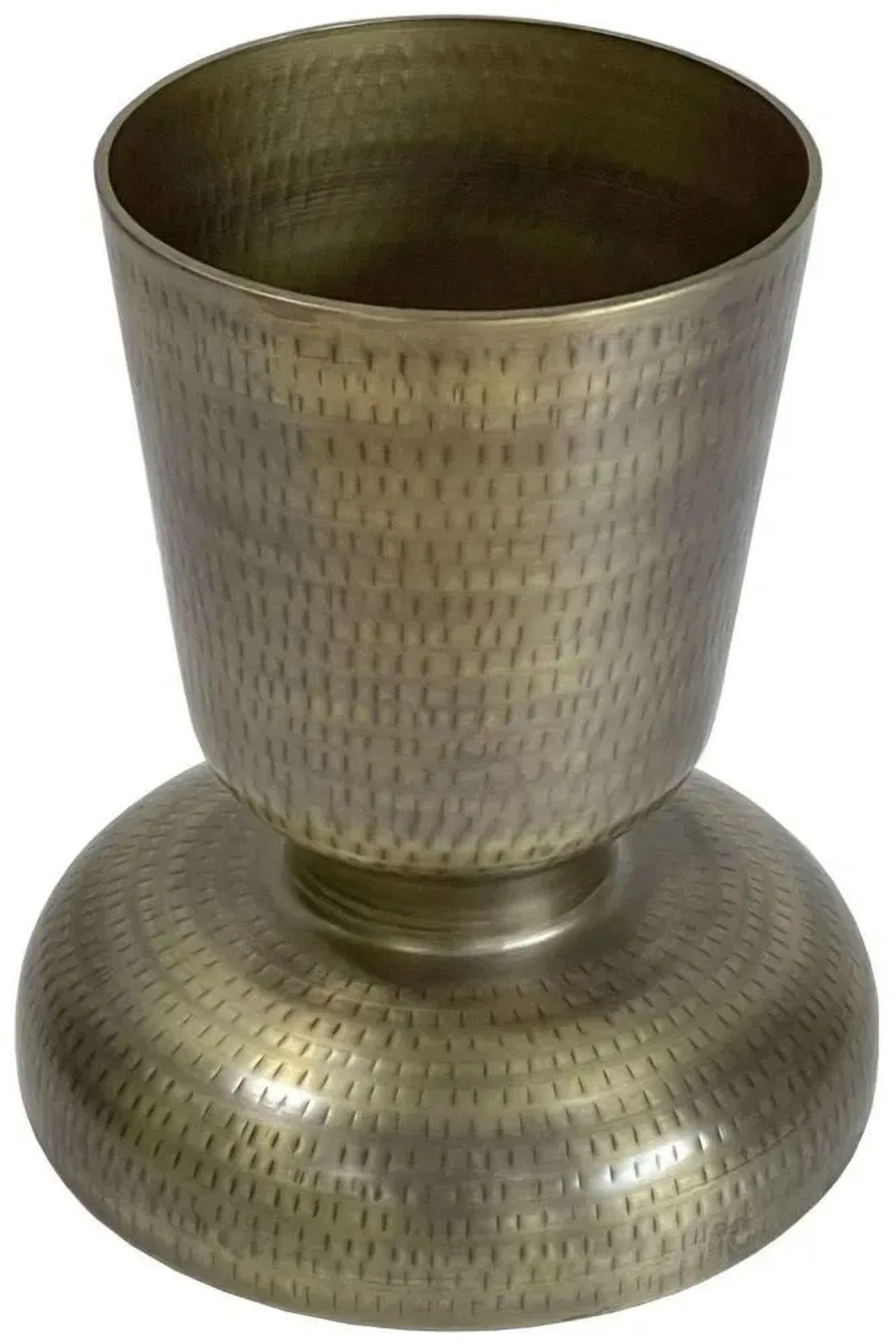 Product photograph of Agra Hammered Antique Brass Side Table - Metal Cone Base from Choice Furniture Superstore.