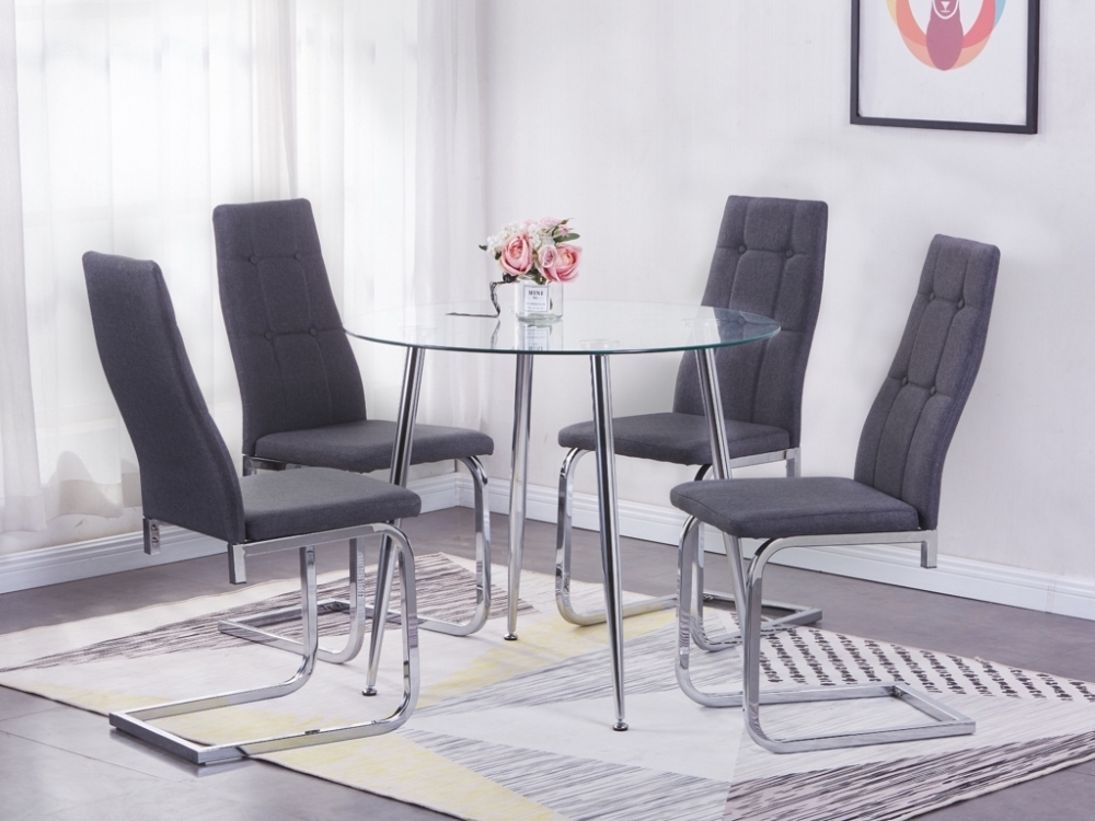 Product photograph of Nova 4 Seater Round Dining Table - Glass And Chrome from Choice Furniture Superstore.