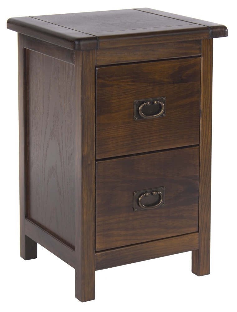 Product photograph of Bowke Dark Wood 2 Drawer Petite Bedside Cabinet from Choice Furniture Superstore.