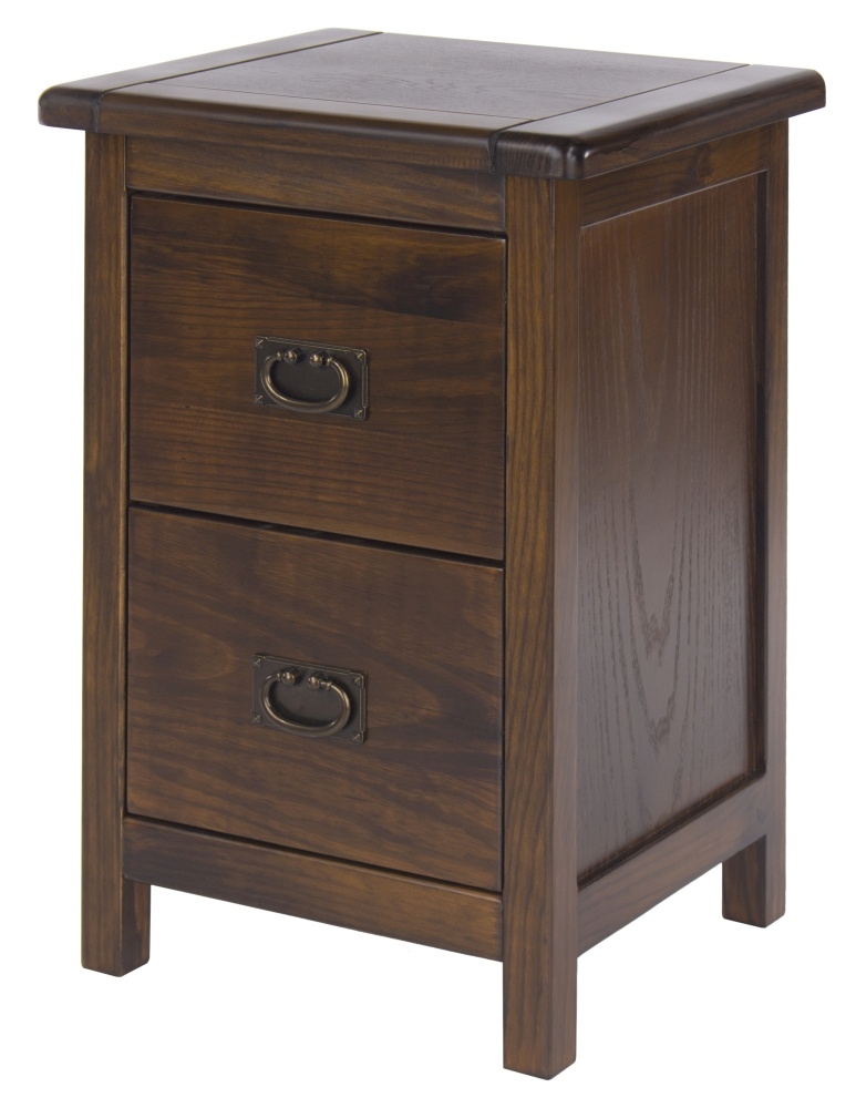 Product photograph of Bowke Dark Wood 2 Drawer Petite Bedside Cabinet from Choice Furniture Superstore.