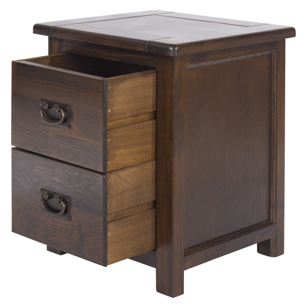 Product photograph of Bowke Dark Wood 2 Drawer Bedside Cabinet from Choice Furniture Superstore.