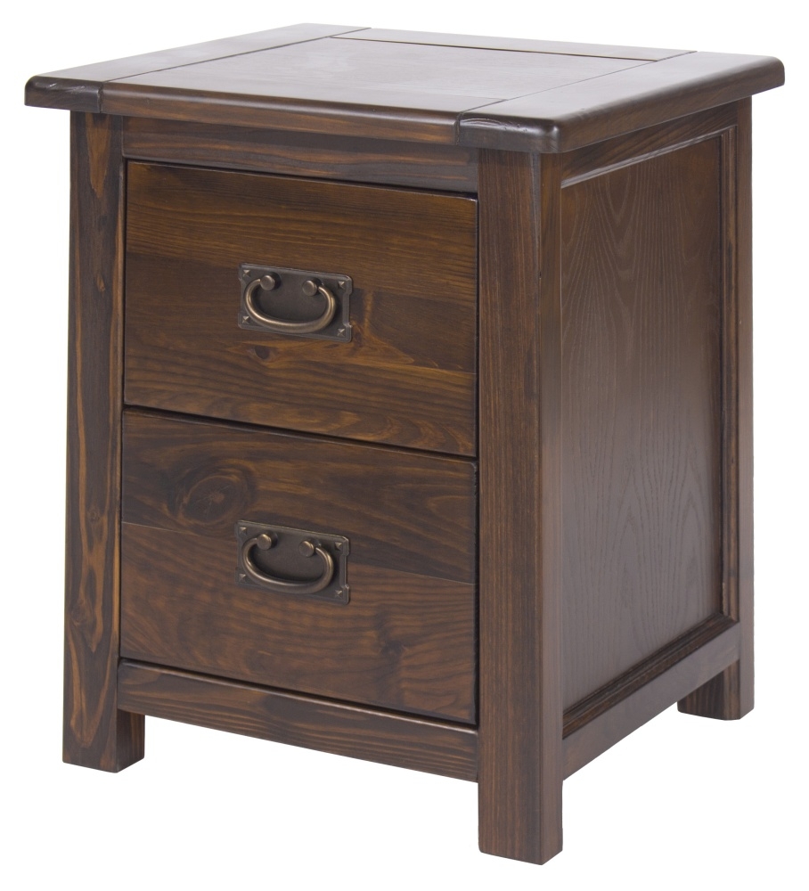 Product photograph of Bowke Dark Wood 2 Drawer Bedside Cabinet from Choice Furniture Superstore.