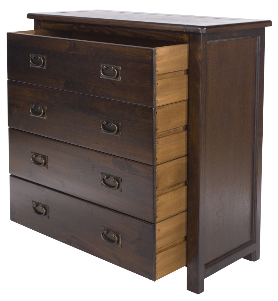 Product photograph of Boston Dark Wood 4 Drawer Chest from Choice Furniture Superstore.